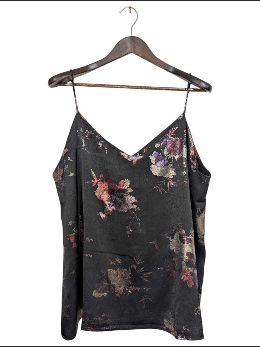 NWT Maurices Studio Y XXL Black Floral Satin Camisole Pink Purple Dark Floral